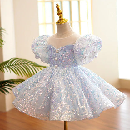 AERBA DRESS Wedding Flower Girl Dress Kids Birthday Party Dresses for Little Girl Prom Sequin Dress Luxury Gowns Evening Formal Frock Princess Dress