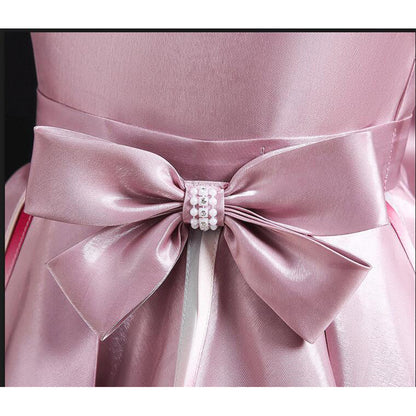 AERBA DRESS Wedding Flower Girl Dress Bow Girl Princess Dress Kids Party Pageant Bridesmaid Solid Color Elegant Gown Proms Kids Dress for Girls