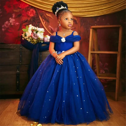 AERBA DRESS Wedding Flower Girl Dress Princess Beaded Tulle Toddler Girls Pageant Dress Kids Formal Wear Princess Dress