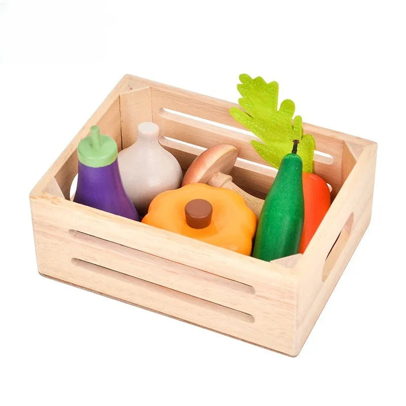 Aerba Children's Toys Wooden Simulation Kitchen Toy Montessori Pretend Play House Series Cut Fruit Desserts Children Cut Vegetables Educational Toys