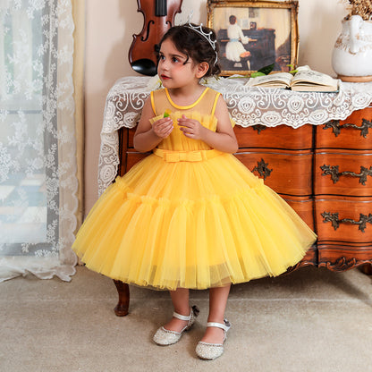 Wedding Flower Girl Dress Girls Party Dresses Kids Wedding Bridesmaid Prom Gown Girls Elegant Dress 1st Birthday Party Baptism Dress Princess Dress