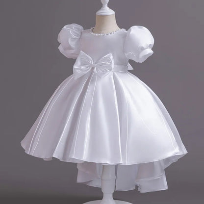 AERBA DRESS Wedding Flower Girl Dress Princess Backless Satin Dress Children's Fashion Show Host Evening Gown for Girls Toddler Costume Princess Dress