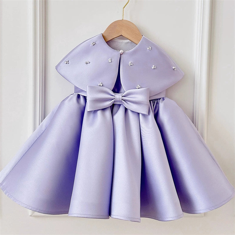 AERBA DRESS Wedding Flower Girl Dress Princess Satin Bow Pearls Children First Communion Dress Ball Gown Wedding Party Dress Birthday Show Dress