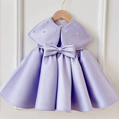 AERBA DRESS Wedding Flower Girl Dress Princess Satin Bow Pearls Children First Communion Dress Ball Gown Wedding Party Dress Birthday Show Dress
