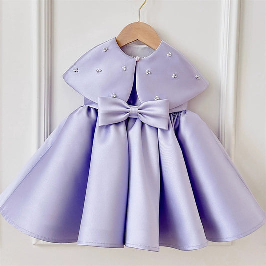 AERBA DRESS Wedding Flower Girl Dress Princess Satin Bow Pearls Children First Communion Dress Ball Gown Wedding Party Dress Birthday Show Dress
