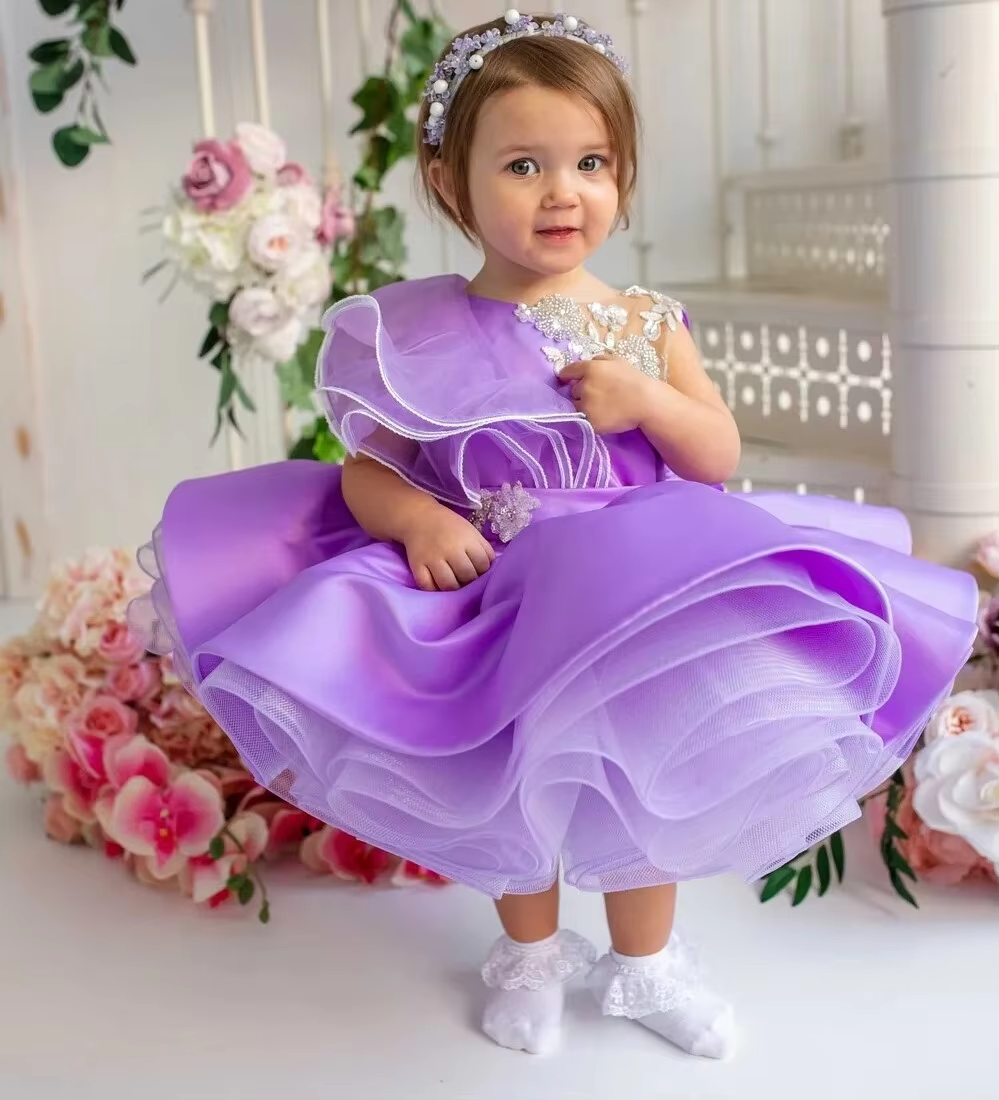 AERBA DRESS Wedding Flower Girl Dress Lovely Baby First Communion Gowns Wedding Thin Length Bow Belt Kids Birthday Gift Ball Party Dress