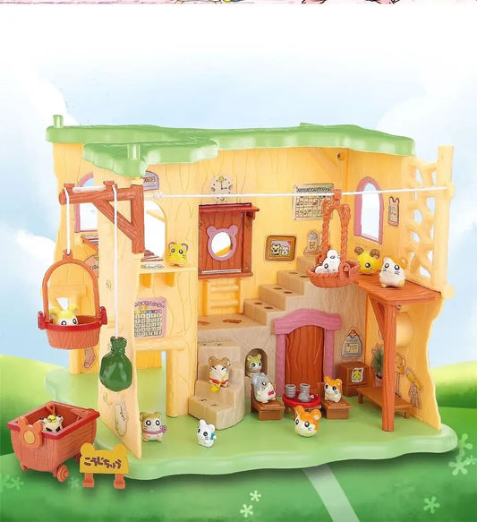 Aerba New Cute Japan Anime Basement Hamster House Series Figure Model Toys With 12PCS Doll Set Kids Children Gifts