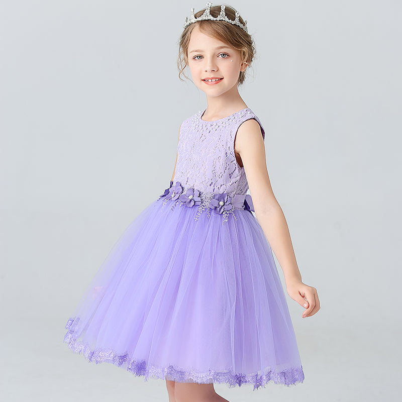 AERBA DRESS Wedding Flower Girl Dress Children's Performance Girls' Tank Top Dance Sleeveless Lace Princess Dress