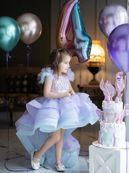 AERBA DRESS Wedding Flower Girl Dress Layered Pearls Sequins Ruffles Mermaid Kids Birthday Party First Communion Gowns