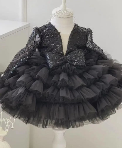 AERBA DRESS Wedding Flower Girl Dress Luxurious Baby Girls Dresses Layers Tulle Tiered Birthday Party Gown Christmas New Year Dress Gift