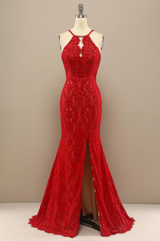 AerbaDress  Navy Mermaid Lace Long Prom Dress