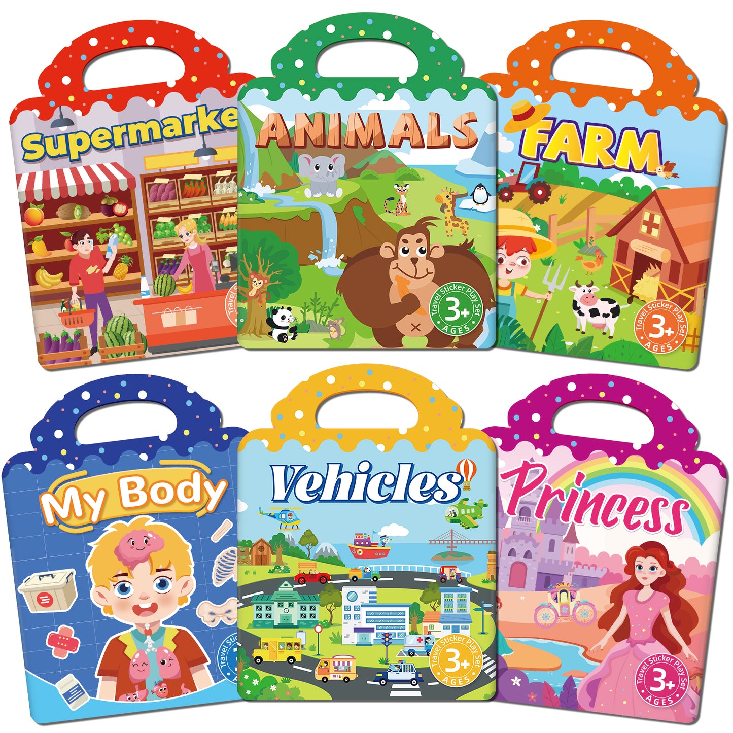 Aerba Kids' Reusable DIY Sticker Books Multi-Theme Bubble Sticker Jelly Stickers Portable Montessori Sticker Toy Gifts for Children