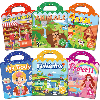 Aerba Kids' Reusable DIY Sticker Books Multi-Theme Bubble Sticker Jelly Stickers Portable Montessori Sticker Toy Gifts for Children