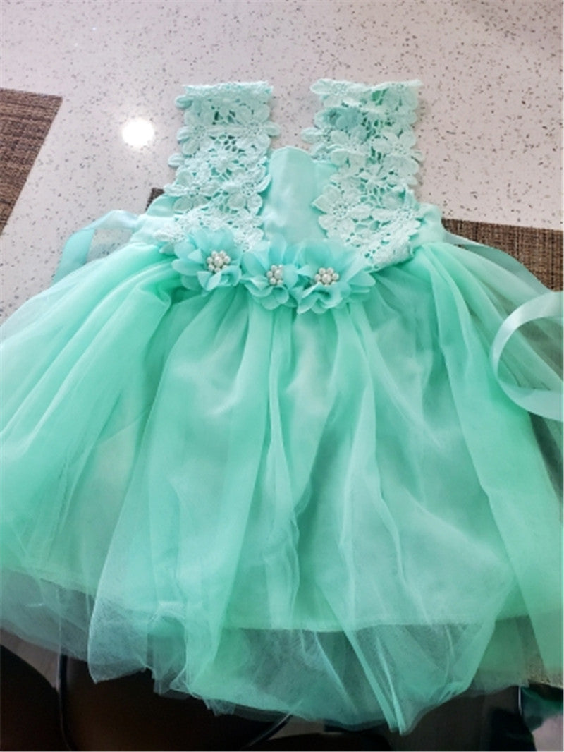 AERBA DRESS Wedding Flower Girl Dress Kids Ceremonies Dress Solid Tutu Dress For Girls Clothes Party Gown Princess Dress Girls