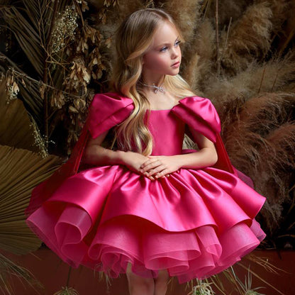 AERBA DRESS Wedding Flower Girl Dress Elegant Barbie Bow Girls Party Princess Dress Formal Wedding Bridemaids Birthday Prom Dresess for Girl Christmas Dresess