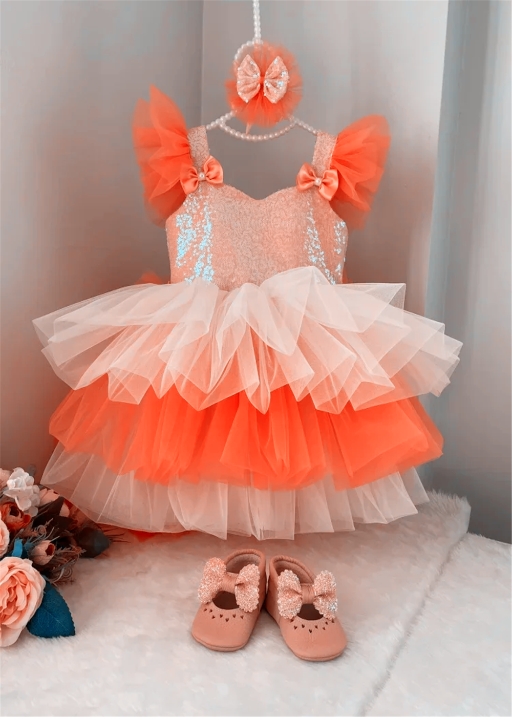 AERBA DRESS Wedding Flower Girl Dress Puffy Tulle Tiered Bow Tailing Sleeveless Princess Birthday Party Ball First Communion Gown
