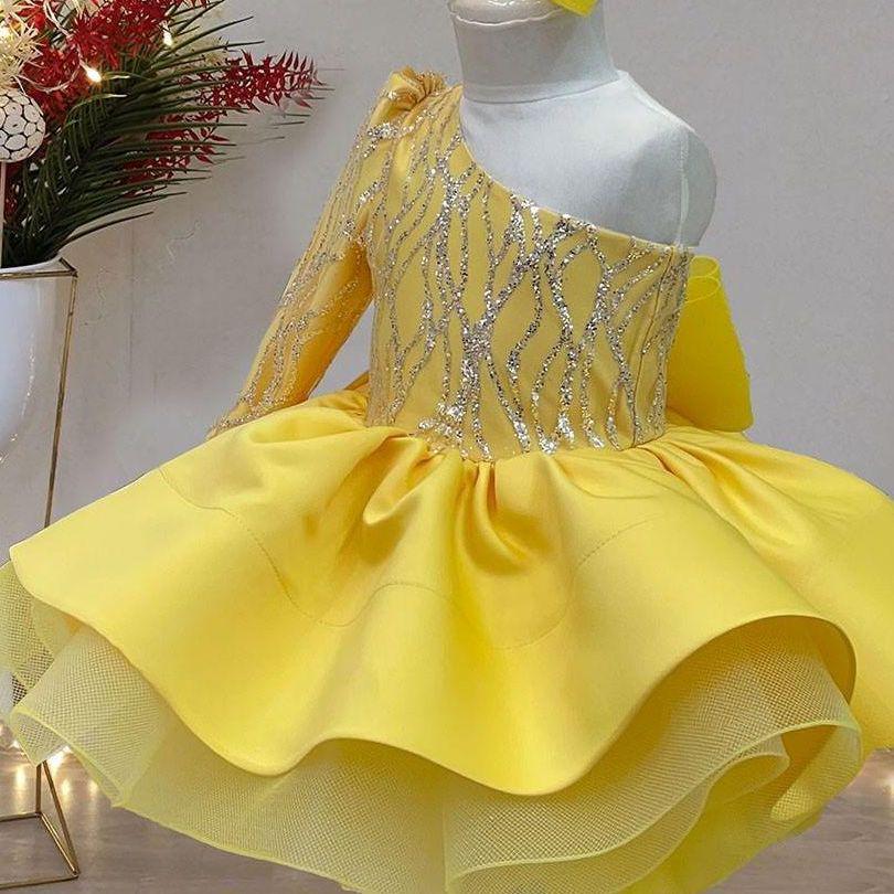AERBA DRESS Wedding Flower Girl Dress Cute Tulle Ball Gown Shoulder Girls Glitz Pageant Dresses