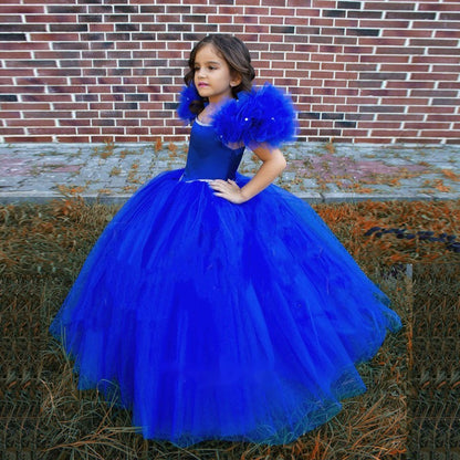 AERBA DRESS Wedding Flower Girl Dress Princess A-Line Tulle Beads Birthday Baby Party Gowns First Comunion Dress