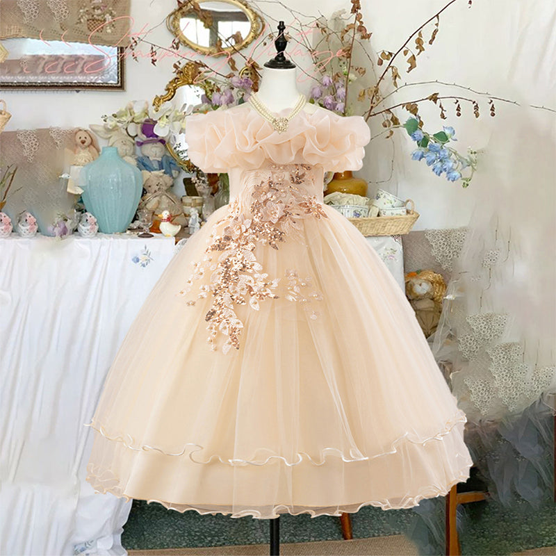 AERBA DRESS Wedding Flower Girl Dress Formal Gown Party Prom Dance Performance Elegant Fancy Princess Dress