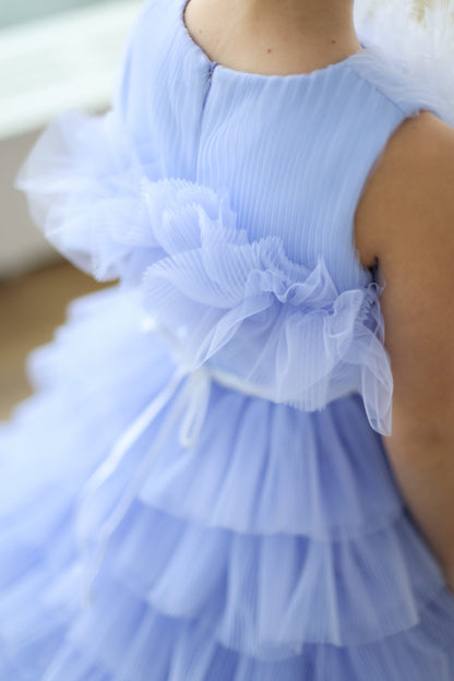 AERBA DRESS Wedding Flower Girl Dress Fluffy Layered Child Lace Lovely Sash Long Party Kids Birthday Gift Evening Dresses