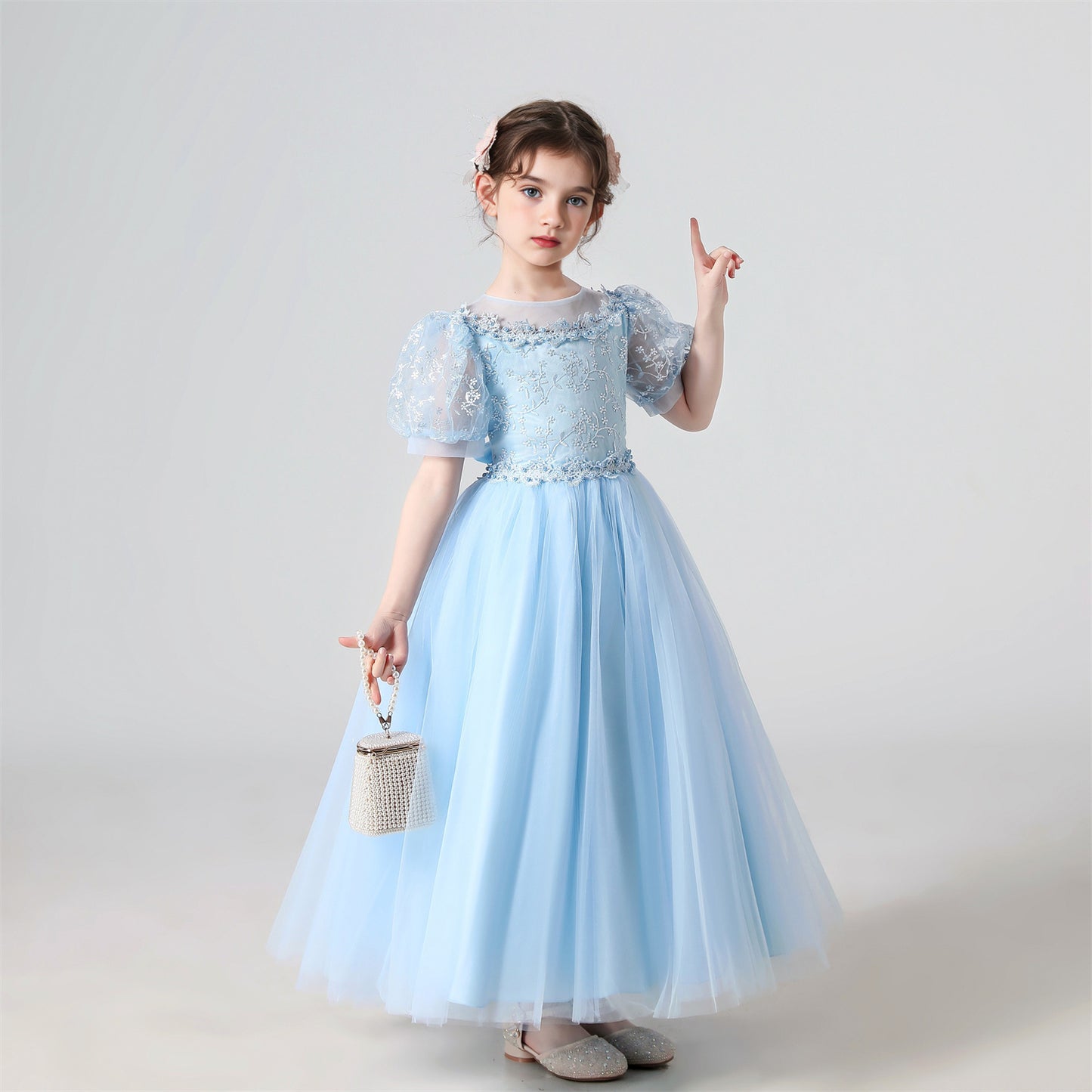 AERBA DRESS Wedding Flower Girl Dress Lace Embroidered Princess Dress Performance Costume Christmas Party Evening Dresses