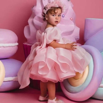 AERBA DRESS Wedding Flower Girl Dress Puffy Short Sleeves With Bow Princess Birthday Party First Communion Ball Gowns