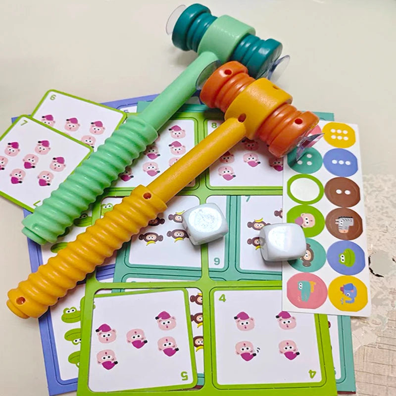 AERBA HOT SALE Kids Montessori Fun Mathematics Educational Toy Suction Cup Hammer Battle Table Game with Card Logic Thinking Training Math Toys