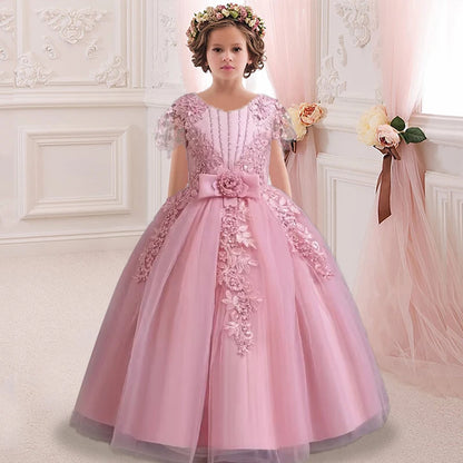 AERBA DRESS Wedding Flower Girl Dress Elegant Girls Teen Pageant Party Dress Wedding Ceremony Princess Birthday Graduation Sequined Dress