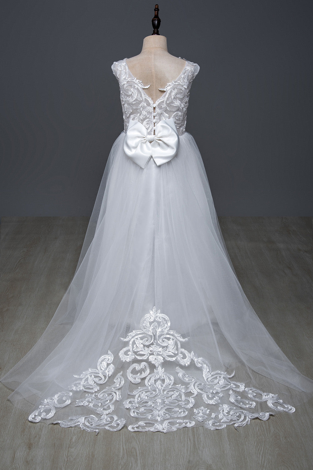 AERBA DRESS Wedding Flower Girl Dresses Lace Big Bow Flower Girl Dresses Ball Gown Kids Wedding Party Pageant First Communion Gown