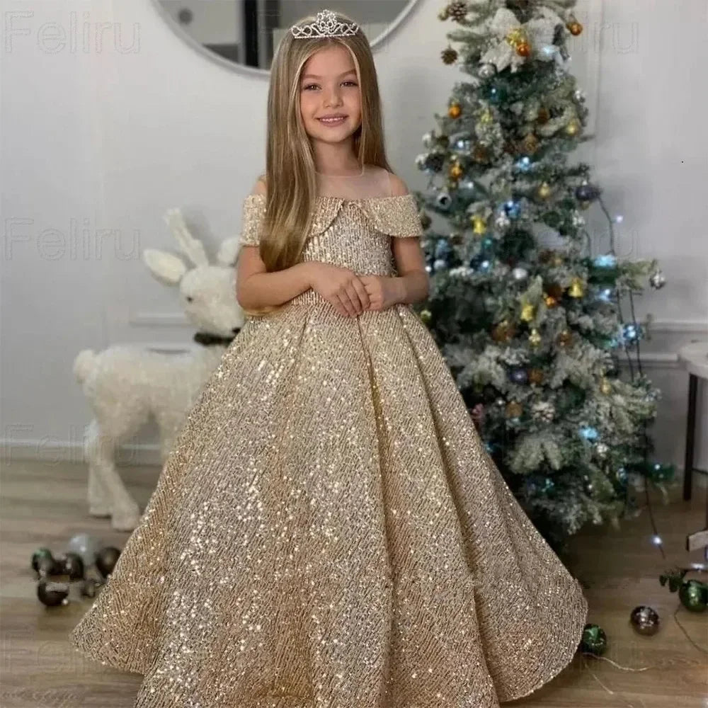 AERBA DRESS Wedding Flower Girl Dress Long Off Shoulder Party Birthday Dresses Child Pageant Evening Ball Gown for Girls