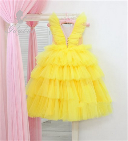 AERBA DRESS Wedding Flower Girl Dress Tulle Princess Party Baby Dress First Birthday Gowns Photo Shoot Dress