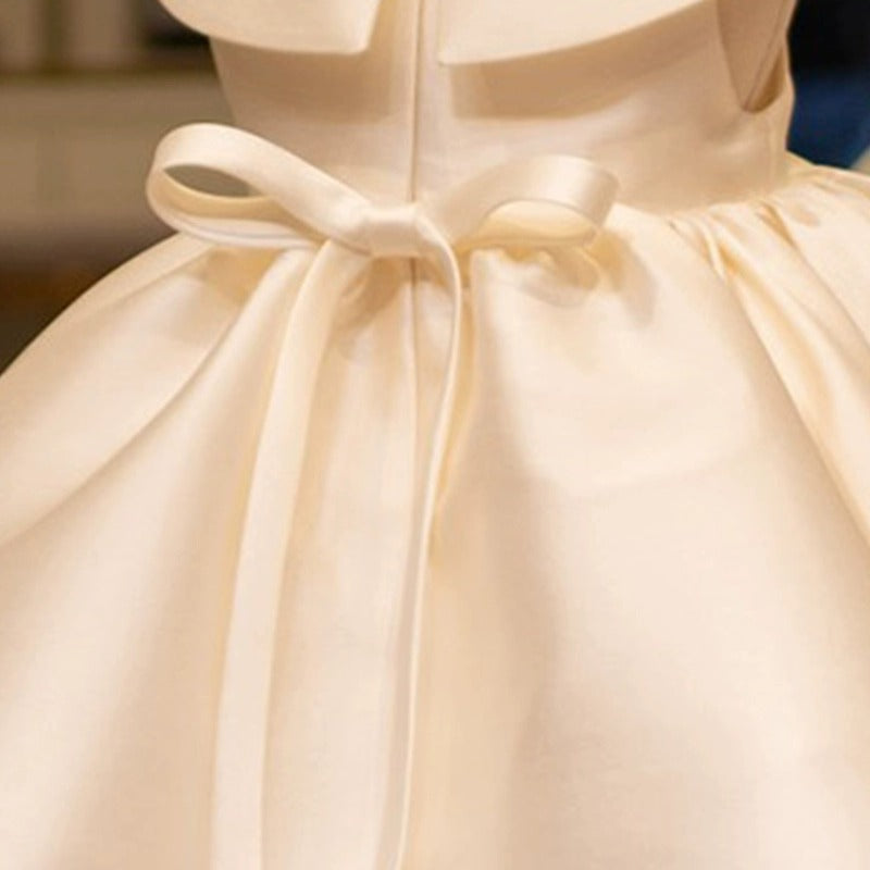 AERBA DRESS Wedding Flower Girl Dress Vintage Satin Dress for Girls Puff Sleeve Fashion Wedding Party Birthday Tutu Dress Princess Dress