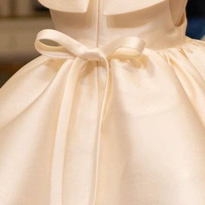 AERBA DRESS Wedding Flower Girl Dress Vintage Satin Dress for Girls Puff Sleeve Fashion Wedding Party Birthday Tutu Dress Princess Dress