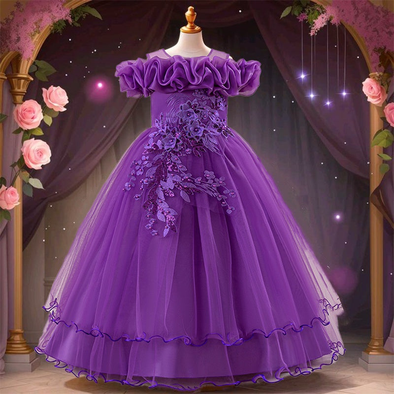 AERBA DRESS Wedding Flower Girl Dress Formal Gown Party Prom Dance Performance Elegant Fancy Princess Dress