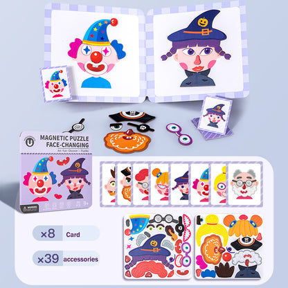 Aerba Magnetic Puzzle Books Montessori Magnetic Dress-up Playset Clothes Make Face Animals Puzzle Games Early Educational Toys for kid