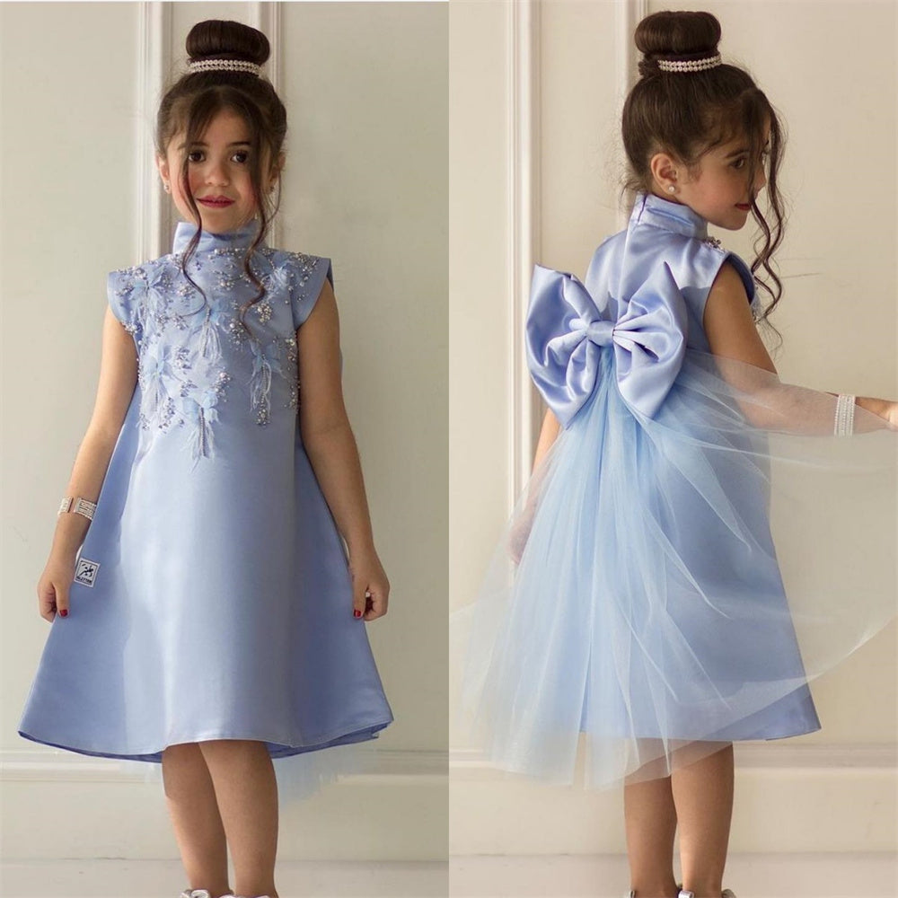 AERBA DRESS Wedding Flower Girl Dress Puffy Baby Knee Length With Bow Kids Birthday Party First Communion Ball Gown