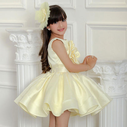 AERBA DRESS Wedding Flower Girl Dress Satin Round Neck Knee Length Kids Birthday Party First Communion Ball Gown