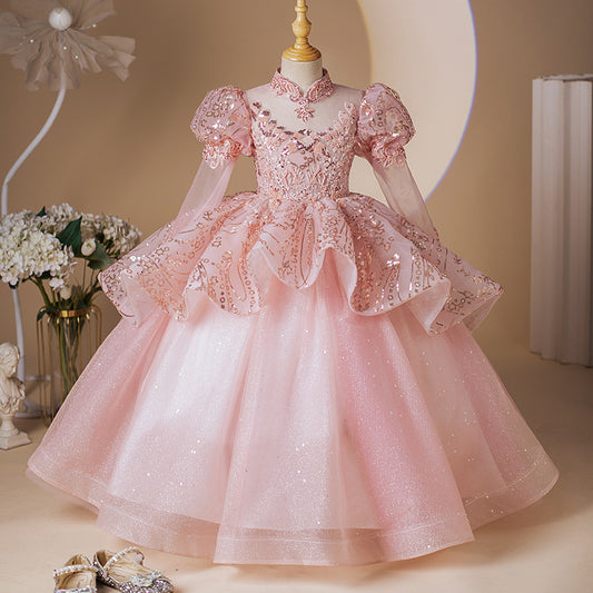 AERBA DRESS Wedding Flower Girl Dress Ball Gown Baby Sequins Prom Birthday Party Gowns Formal Princess Dress