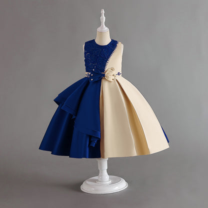 AERBA DRESS Wedding Flower Girl Dress Elegant Satin Dress For Girls Embroidery Flower Kids' Evening Dresses Beading Ruffle Children's Party Gown Birthday Dress