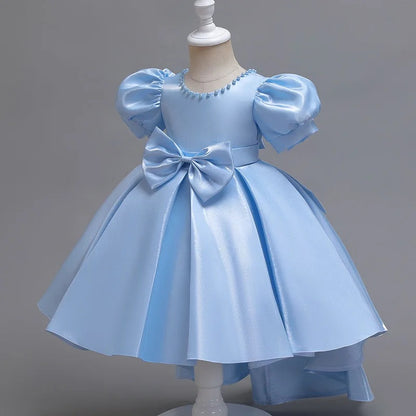 AERBA DRESS Wedding Flower Girl Dress Princess Backless Satin Dress Children's Fashion Show Host Evening Gown for Girls Toddler Costume Princess Dress