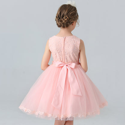 AERBA DRESS Wedding Flower Girl Dress Children's Performance Girls' Tank Top Dance Sleeveless Lace Princess Dress