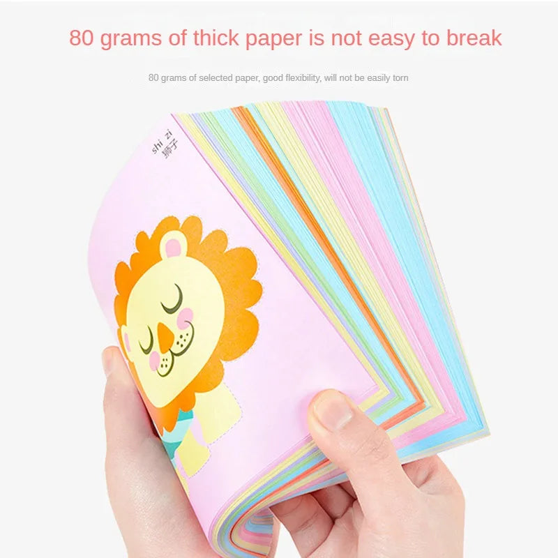 Aerba Children's Toys 100pcs Kids Cartoon Colorful Paper Cutting Toy Children DIY Handmade Origami Art Craft Set Baby Puzzle Learning Educational Toys