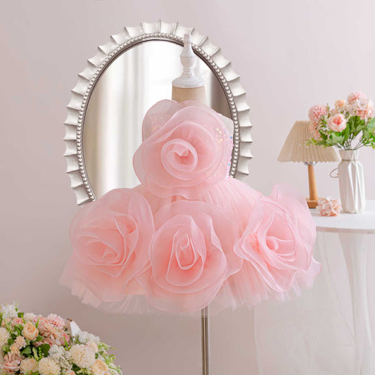 AERBA DRESS Wedding Flower Girl Dress Girls Party Dresses Elegant Child Wedding Gown Sequined Big Bow Kids Birthday Ceremonial Dress