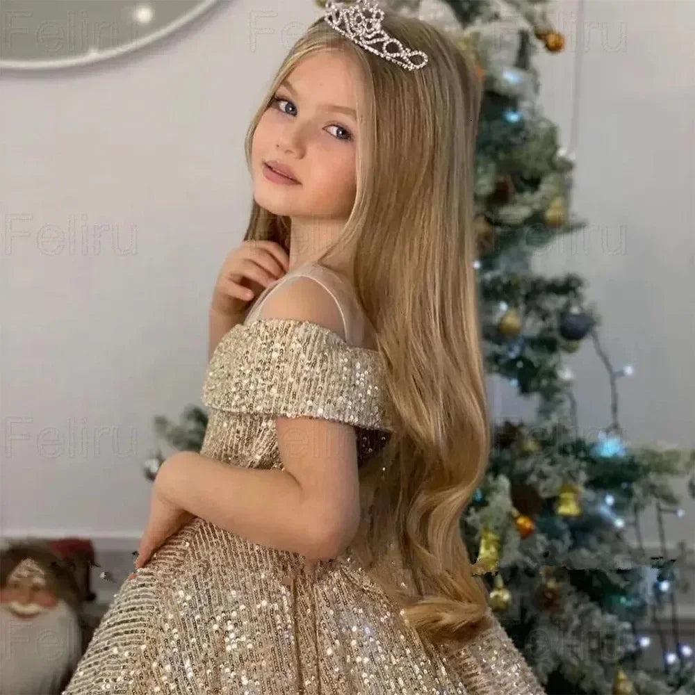 AERBA DRESS Wedding Flower Girl Dress Long Off Shoulder Party Birthday Dresses Child Pageant Evening Ball Gown for Girls