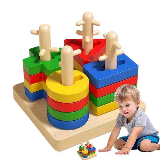 Aerba Shape Sorter Toy Shape Color Recognition Blocks Educational Matching Game Early Learning Playset For Kids Aged 3-6 Years Old