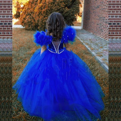 AERBA DRESS Wedding Flower Girl Dress Princess A-Line Tulle Beads Birthday Baby Party Gowns First Comunion Dress