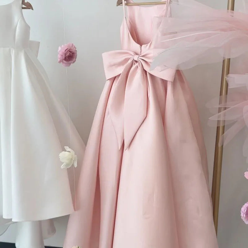 AERBA DRESS Wedding Flower Girl Dress Sleeveless With Bow Princess Child First Eucharistic Birthday Party Dress