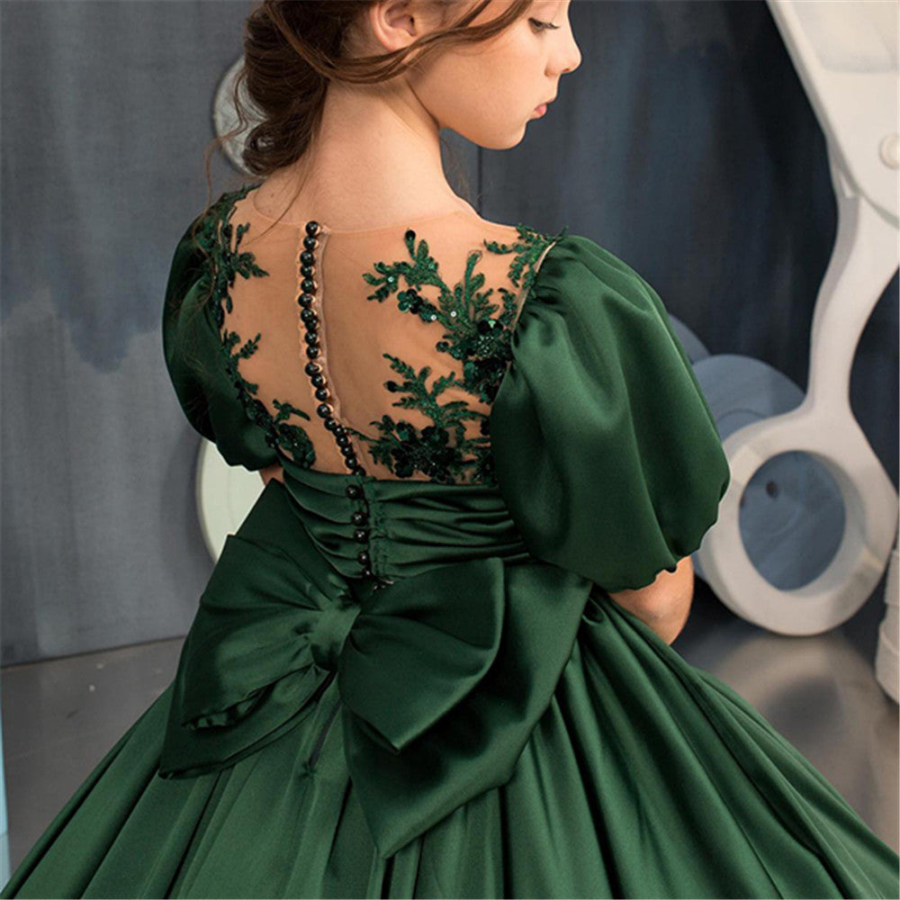 AERBA DRESS Wedding Flower Girl Dress Puffy Pretty Girl Dress Princess Dress First Communion Dress Cap Sleeve Girl Wedding Party Dress