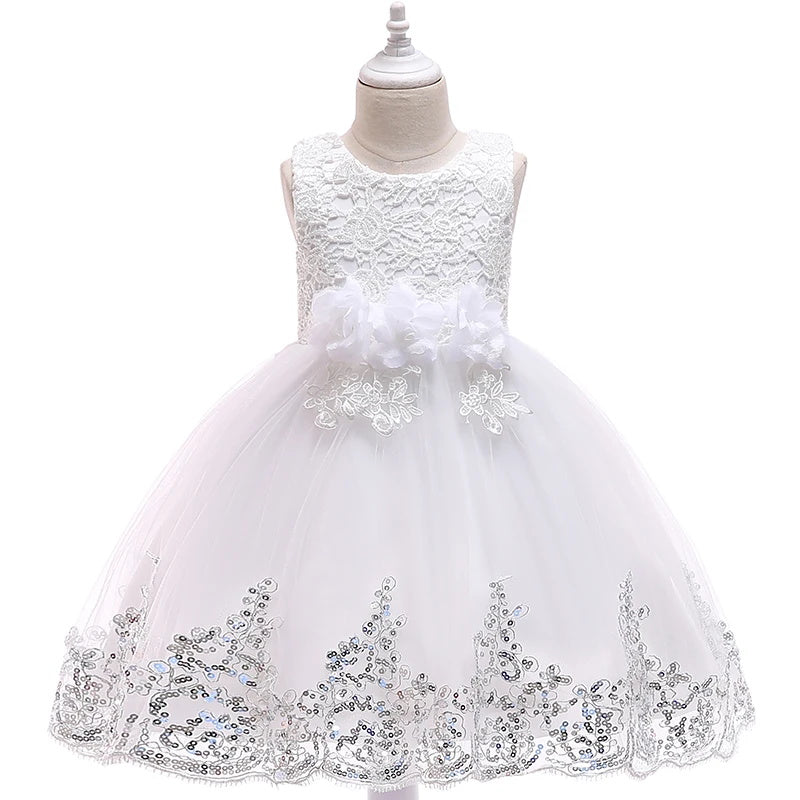 AERBA DRESS Wedding Flower Girl Dress Girl Summer Lace Princess Dress Children Kids Birthday Party Dress