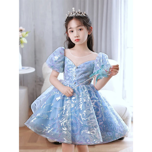 AERBA DRESS Wedding Flower Girl Dress Kids Birthday Party Dresses for Little Girl Prom Sequin Dress Luxury Gowns Evening Formal Frock Princess Dress